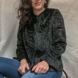 Vintage  MaxMara Black Teddy Jacket Fuzzy + Soft